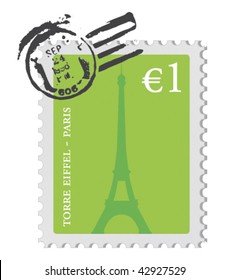 Vector postage stamp from Paris, France