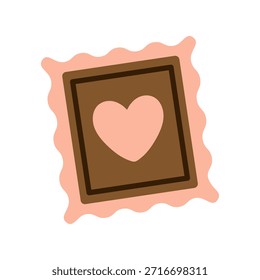 Sello postal de Vector con corazón rosa y borde ondulado. Detalle lindo del correo para la carta de amor, el correo romántico, la tarjeta del día de San Valentín o la decoración postal en estilo plano.