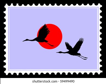 vector postage stamps on black background