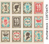 Vector postage stamps set.
