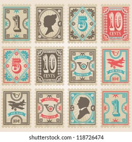 Vector postage stamps set.