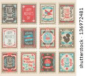Vector postage stamps set. Mother's Day collection