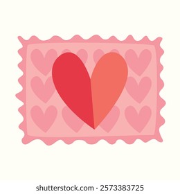 Vector postage stamps for Valentine's Day. Isolated Illustration on White Background