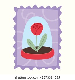 Vector postage stamps for Valentine's Day. Isolated Illustration on White Background