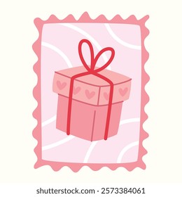 Vector postage stamps for Valentine's Day. Isolated Illustration on White Background