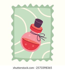 Vector postage stamps for Valentine's Day. Isolated Illustration on White Background