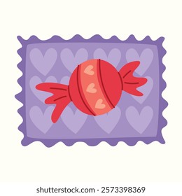 Vector postage stamps for Valentine's Day. Isolated Illustration on White Background