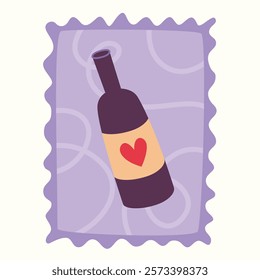 Vector postage stamps for Valentine's Day. Isolated Illustration on White Background