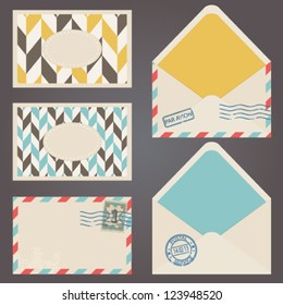 Vector postal collection. Envelopes and postcards set