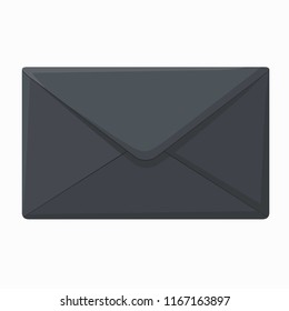 Vector postal envelope icon. The envelope is black. Letter in a flat style