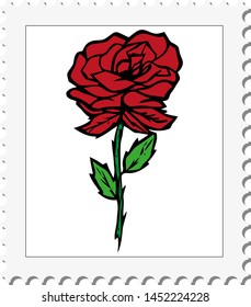 Vector postal stamp frame with flower motif sketch for design.
