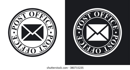 Vector postal stamp icon. Two-tone version on black and white background