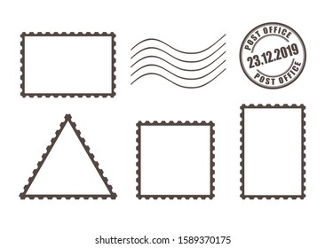 Vector postal stamps set isolated on white background