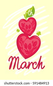 Vector Postcard with 8 March International Women's Day Celebration