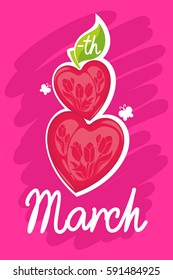 Vector Postcard with 8 March International Women's Day Celebration