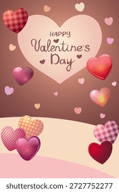 Postal de Vector, Anuncio para el día de San Valentín, inscripción, corazones en el fondo