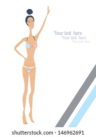 Vector postcard with a beautiful girl