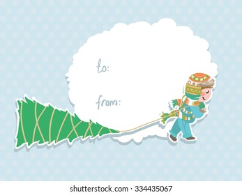 Vector postcard with Christmas tree for your design