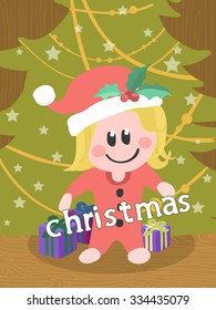 Vector postcard with Christmas tree for your design