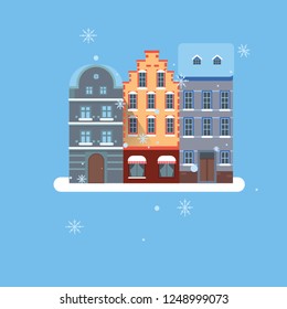 vector postcard city in winter christmas time	
