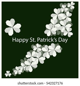 Vector Postcard Clover on St. Patrick's Day. Low poly. Simulate paper