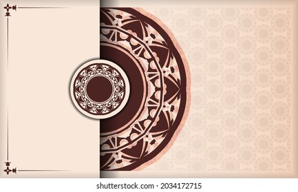 Vector postcard design with Greek patterns. Beige banner with luxury ornaments for your logo.
