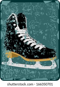 Vector postcard design with ice skates