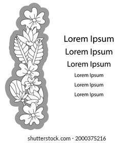 Vector postcard design template. Hand-drawn cartoon illustration. Seasonal design, flowers, buds, stylized leaves and doodle elements .