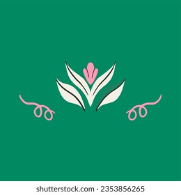 Vector postcard, flowers and swirls. Hand-drawn poster. Vector illustration.