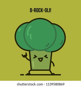 Vector postcard with funny quote. "B-rock-oli!"