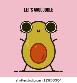 Vector postcard with funny quote. "Let's avocuddle!"