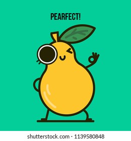 Vector postcard with funny quote. "Pearfect!"