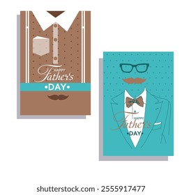 Vector postcard  Happy fathers day with tie,
business man, 