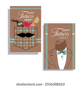 Vector postcard  Happy fathers day with tie,
business man