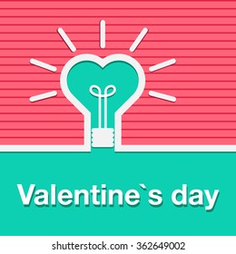 Vector Postcard. Heart in the form of light bulbs. Valentine`s day