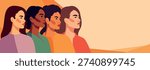Vector postcard, horizontal banner International Women