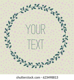 vector postcard illustration with spring flowers and picture frame Ah your text of plants and flowers