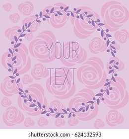 vector postcard illustration with spring flowers and picture frame Ah your text of plants and flowers
