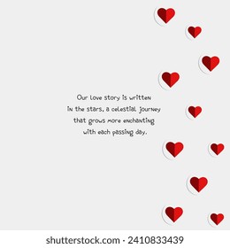 vector postcard with an image of 3D hearts with a quote about life
