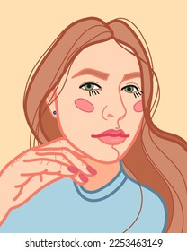 Postal vectorial con la imagen de un retrato femenino.