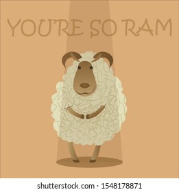 A vector postcard with a ironic ram