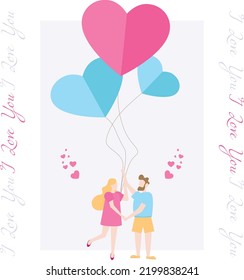 postal vectorial, te amo, una pareja enamorada