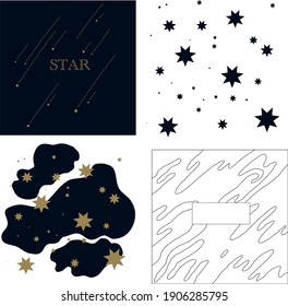 Vector postcard. Lustration with the stars. Template for a postcard. Invitation. The background of the starry sky.