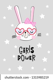 Vector postcard with nursery animal face with motivation phrases. Friendship day, easter, birthday, children's or teenager party
