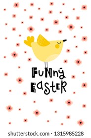 Vector postcard with nursery animal faces with easter phrases. Friendship day, easter, birthday, children's or teenager party