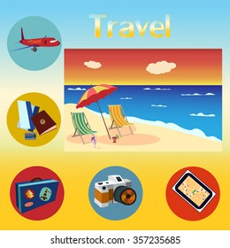 Vector postcard on the theme of travel and holiday