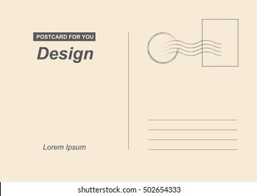 Vector Postcard. Postal card for travel. Template design for your cards.