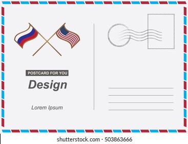 Vector Postcard. Postal card for travel. Template design for your cards. Template design for your cards.