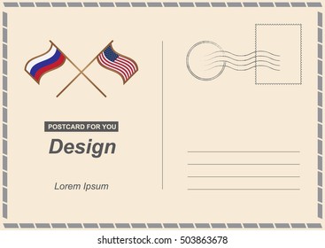 Vector Postcard. Postal card for travel. Template design for your cards. Template design for your cards.