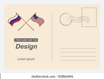 Vector Postcard. Postal card for travel. Template design for your cards. Template design for your cards.